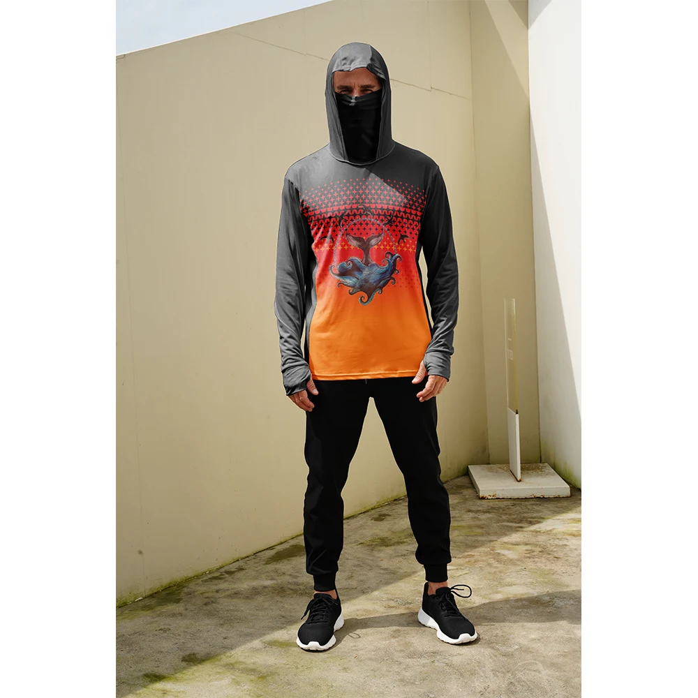 Fishing Mask Sun Protection - Kaos Pancing Pria Pelindung Matahari Hoodie