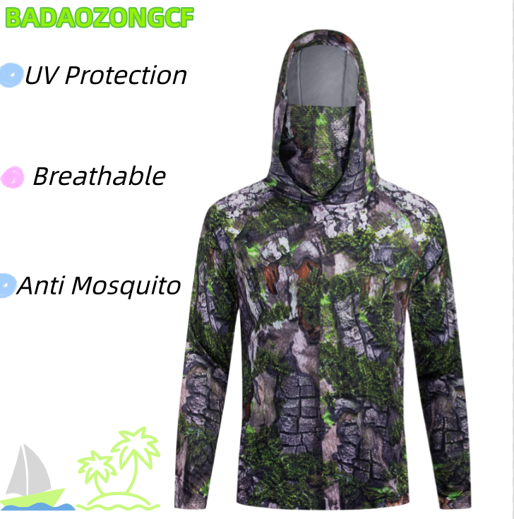 Kaos Pancing Berkerudung Pria, - Fishing Shirt Uv Protection ulasan dan harga